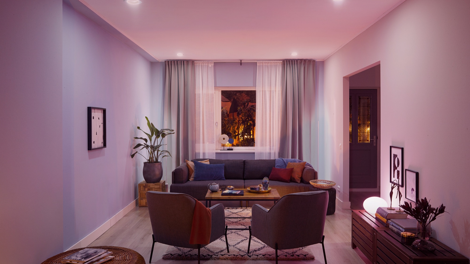 Philips Hue White and Color Ambiance A19 Starter Kit (4 Bulbs + Bridge) product photo